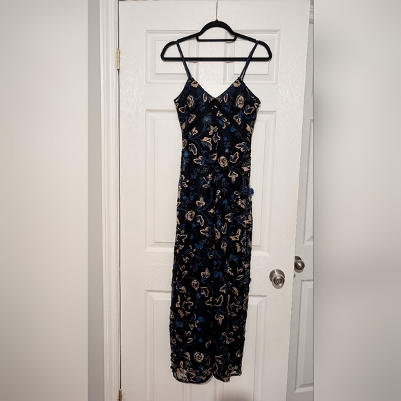 Self-Portrait Dresses & Skirts - Self-Portrait Navy and Beige Floral Maxi Dress
